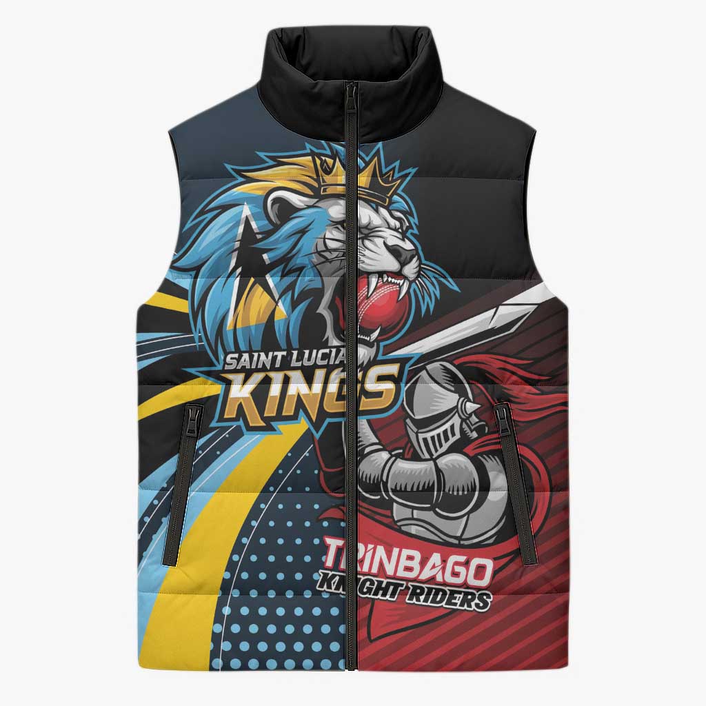 Knight Riders Trinbago Vs Kings St Lucia Cricket Sleeveless Puffer Jacket - Wonder Print Shop