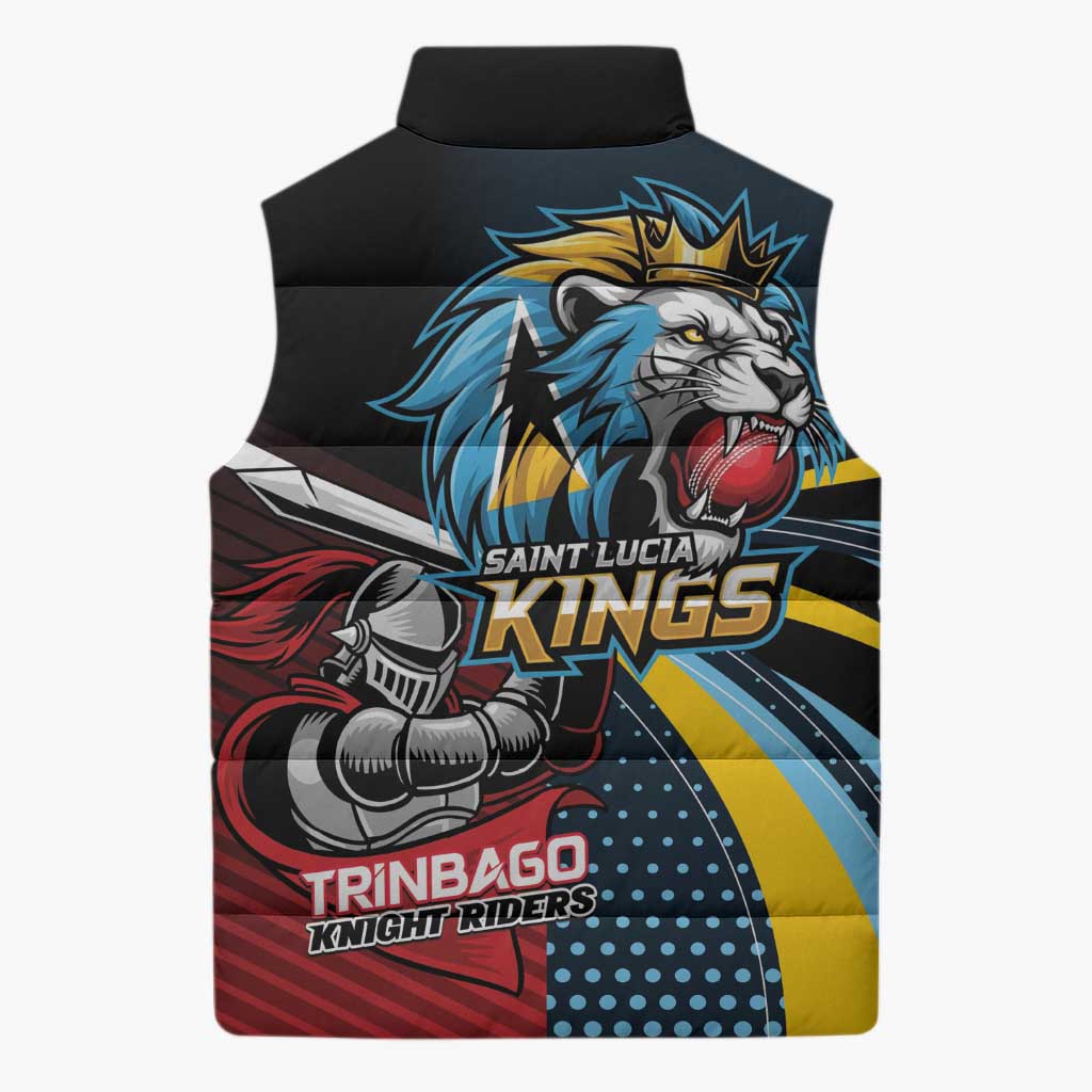 Knight Riders Trinbago Vs Kings St Lucia Cricket Sleeveless Puffer Jacket - Wonder Print Shop