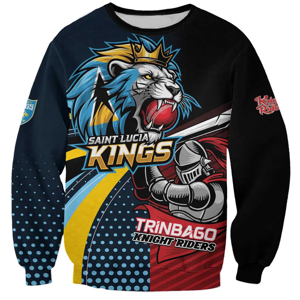 Knight Riders Trinbago Vs Kings St Lucia Cricket Sweatshirt - Wonder Print Shop