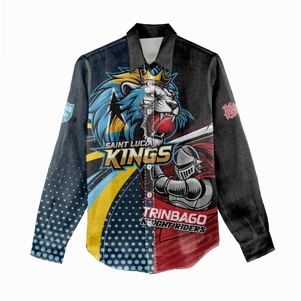 Knight Riders Trinbago Vs Kings St Lucia Cricket Women Casual Shirt - Wonder Print Shop