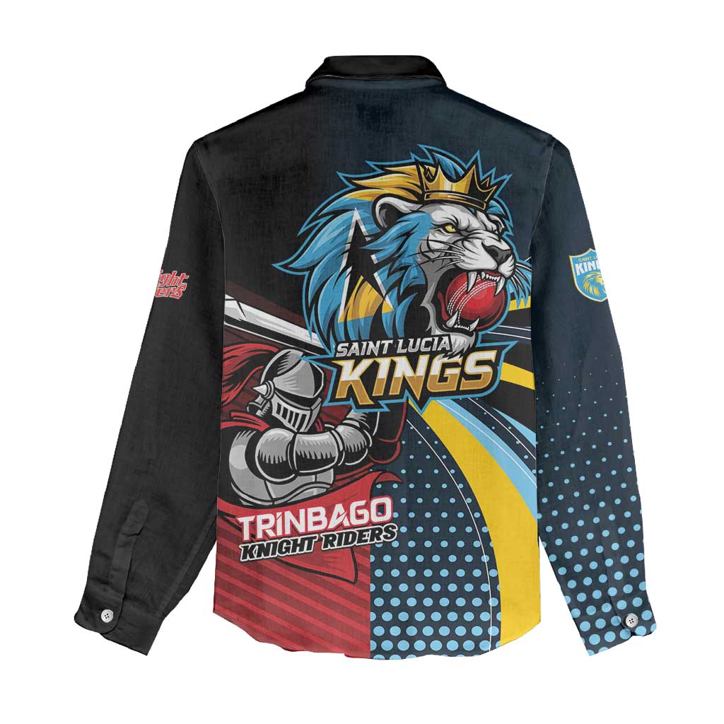 Knight Riders Trinbago Vs Kings St Lucia Cricket Women Casual Shirt - Wonder Print Shop