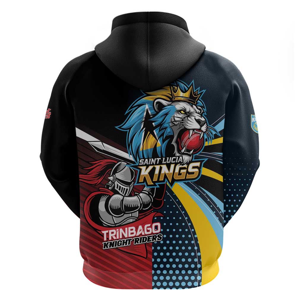 Knight Riders Trinbago Vs Kings St Lucia Cricket Zip Hoodie - Wonder Print Shop