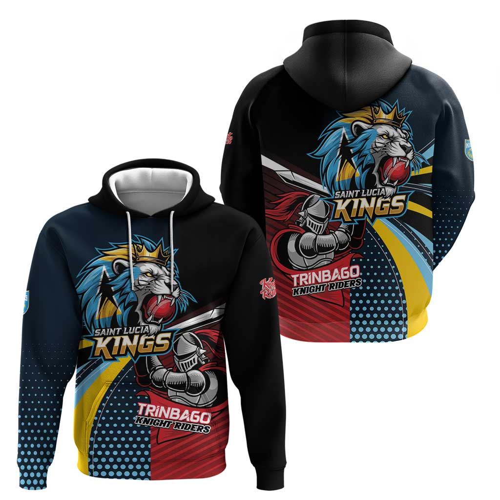 Knight Riders Trinbago Vs Kings St Lucia Cricket Zip Hoodie - Wonder Print Shop