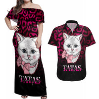 Personalised Love Your Tatas Couples Matching Off Shoulder Maxi Dress and Hawaiian Shirt Cat Breast Cancer Awareness - Wonder Print Shop