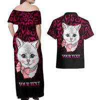 Personalised Love Your Tatas Couples Matching Off Shoulder Maxi Dress and Hawaiian Shirt Cat Breast Cancer Awareness - Wonder Print Shop