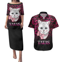 Personalised Love Your Tatas Couples Matching Puletasi Dress and Hawaiian Shirt Cat Breast Cancer Awareness - Wonder Print Shop