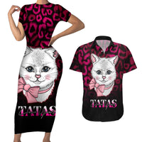 Personalised Love Your Tatas Couples Matching Short Sleeve Bodycon Dress and Hawaiian Shirt Cat Breast Cancer Awareness - Wonder Print Shop