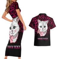 Personalised Love Your Tatas Couples Matching Short Sleeve Bodycon Dress and Hawaiian Shirt Cat Breast Cancer Awareness - Wonder Print Shop