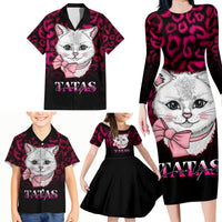 Personalised Love Your Tatas Family Matching Long Sleeve Bodycon Dress and Hawaiian Shirt Cat Breast Cancer Awareness - Wonder Print Shop