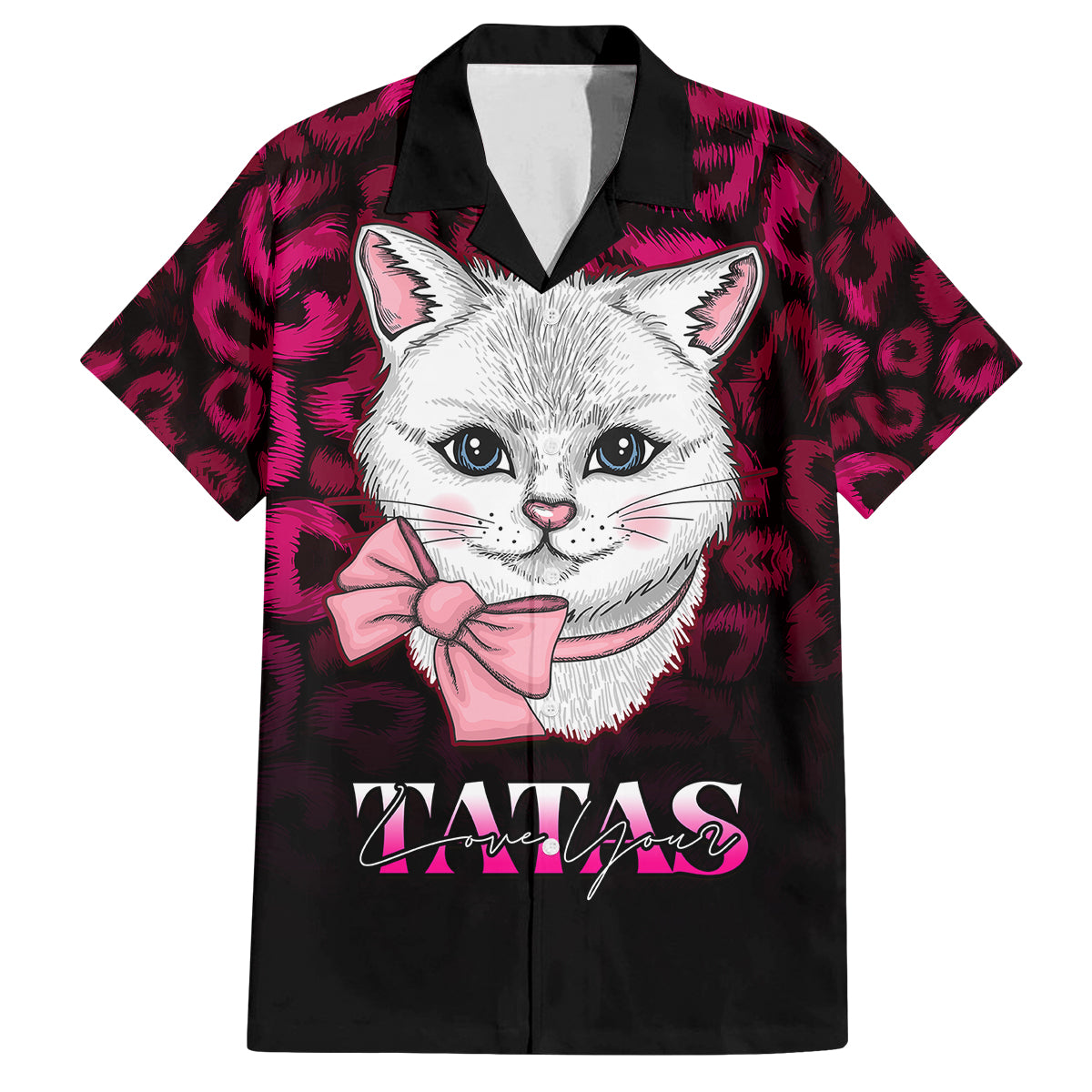 Personalised Love Your Tatas Family Matching Long Sleeve Bodycon Dress and Hawaiian Shirt Cat Breast Cancer Awareness - Wonder Print Shop