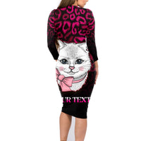 Personalised Love Your Tatas Family Matching Long Sleeve Bodycon Dress and Hawaiian Shirt Cat Breast Cancer Awareness - Wonder Print Shop