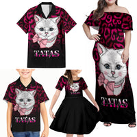 Personalised Love Your Tatas Family Matching Off Shoulder Maxi Dress and Hawaiian Shirt Cat Breast Cancer Awareness - Wonder Print Shop