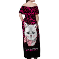 Personalised Love Your Tatas Family Matching Off Shoulder Maxi Dress and Hawaiian Shirt Cat Breast Cancer Awareness - Wonder Print Shop