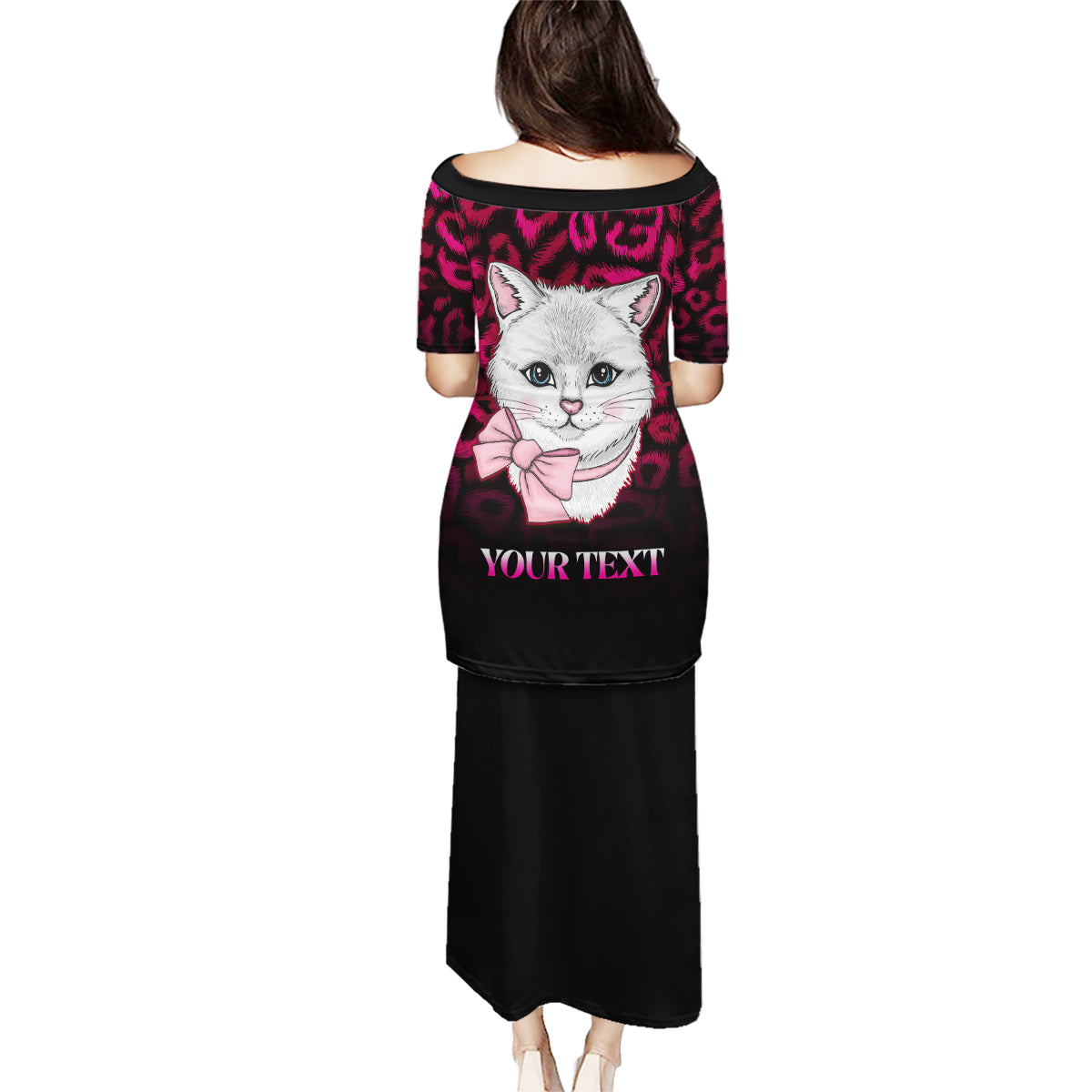Personalised Love Your Tatas Family Matching Puletasi Dress and Hawaiian Shirt Cat Breast Cancer Awareness - Wonder Print Shop