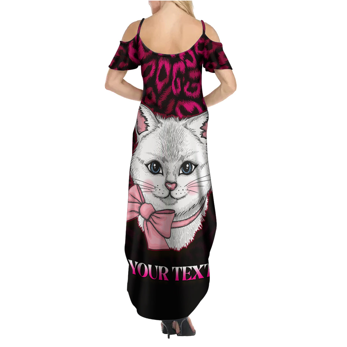 Personalised Love Your Tatas Family Matching Summer Maxi Dress and Hawaiian Shirt Cat Breast Cancer Awareness - Wonder Print Shop