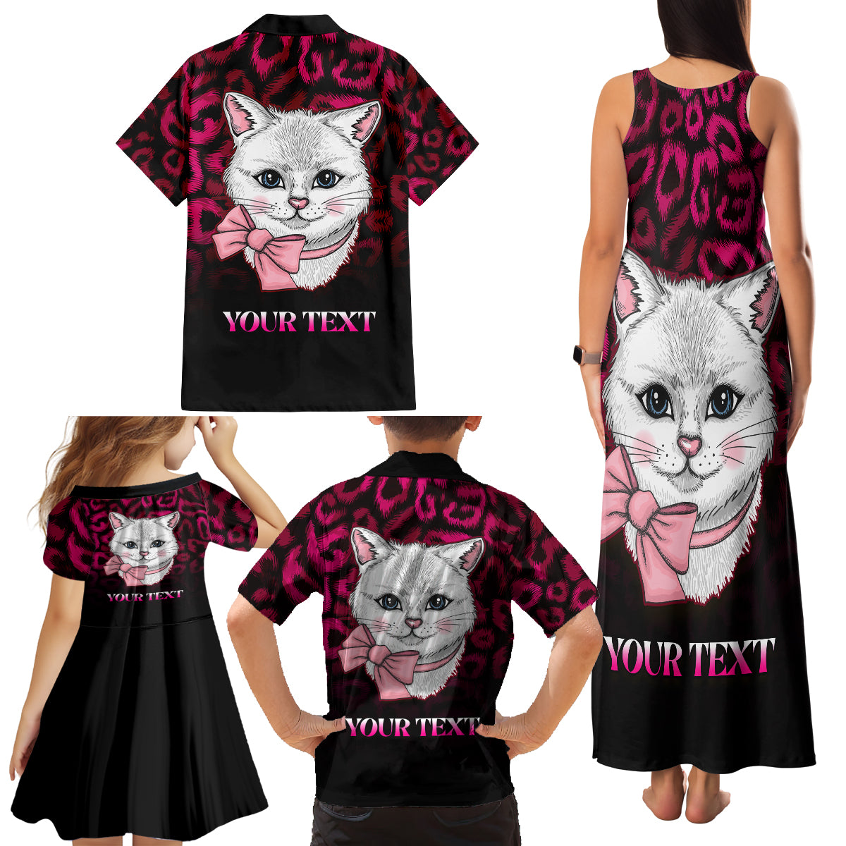 Personalised Love Your Tatas Family Matching Tank Maxi Dress and Hawaiian Shirt Cat Breast Cancer Awareness - Wonder Print Shop