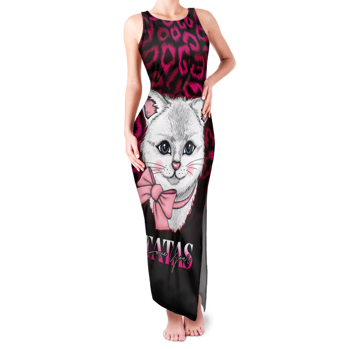 Personalised Love Your Tatas Family Matching Tank Maxi Dress and Hawaiian Shirt Cat Breast Cancer Awareness - Wonder Print Shop