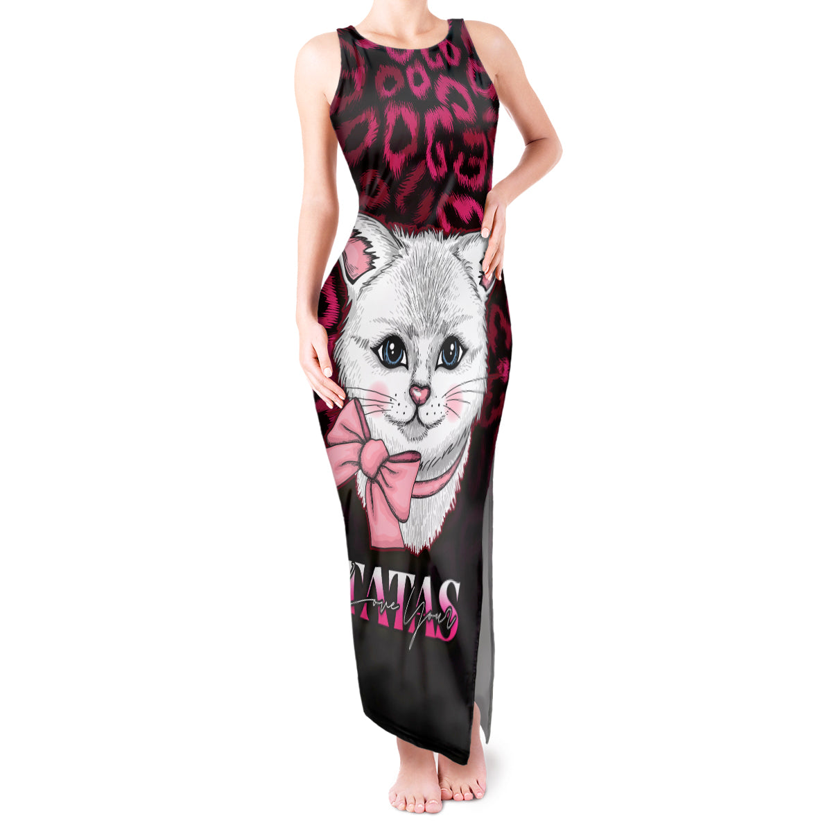Personalised Love Your Tatas Tank Maxi Dress Cat Breast Cancer Awareness - Wonder Print Shop