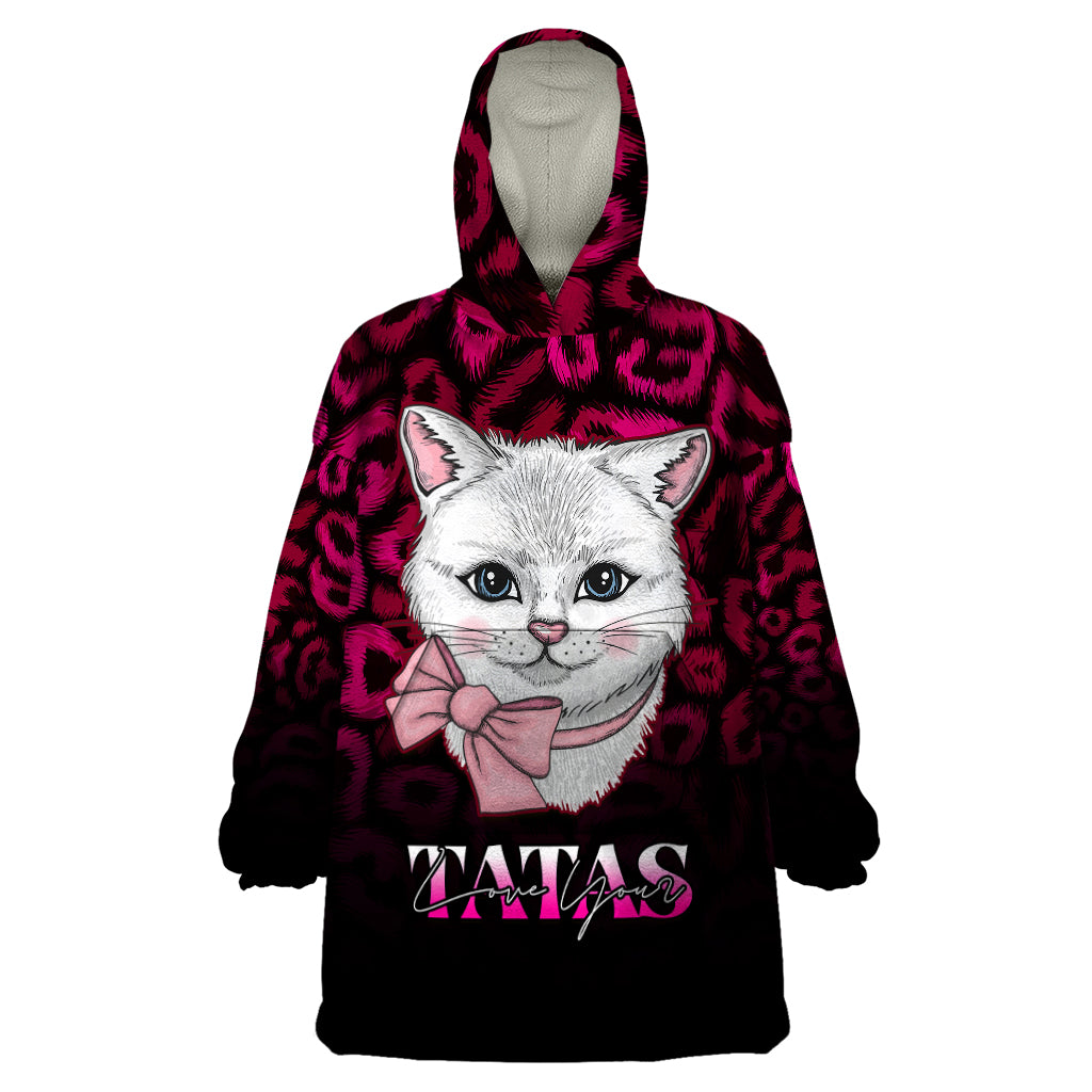 Personalised Love Your Tatas Wearable Blanket Hoodie Cat Breast Cancer Awareness - Wonder Print Shop