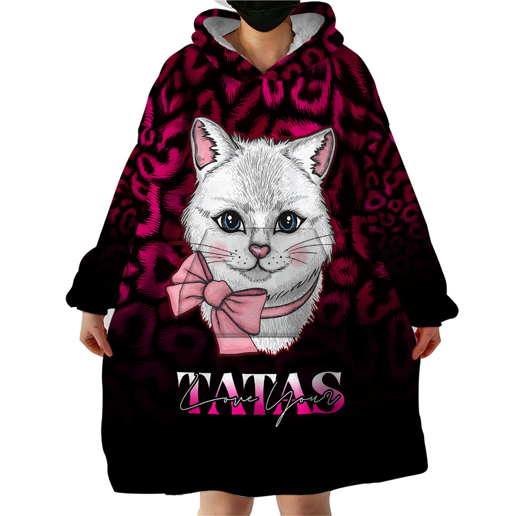 Personalised Love Your Tatas Wearable Blanket Hoodie Cat Breast Cancer Awareness - Wonder Print Shop
