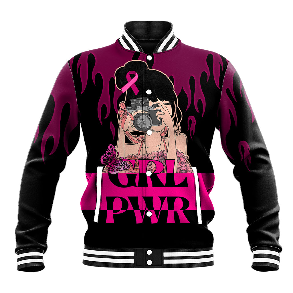 Personalised Girl Power Baseball Jacket Day Of The Girl Breast Cancer Awareness - Wonder Print Shop