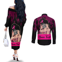 personalised-girl-power-couples-matching-off-the-shoulder-long-sleeve-dress-and-long-sleeve-button-shirts-day-of-the-girl-breast-cancer-awareness