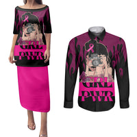 Personalised Girl Power Couples Matching Puletasi Dress and Long Sleeve Button Shirts Day Of The Girl Breast Cancer Awareness - Wonder Print Shop