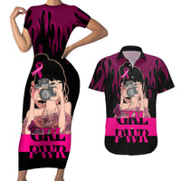 Personalised Girl Power Couples Matching Short Sleeve Bodycon Dress and Hawaiian Shirt Day Of The Girl Breast Cancer Awareness - Wonder Print Shop