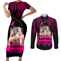 Personalised Girl Power Couples Matching Short Sleeve Bodycon Dress and Long Sleeve Button Shirts Day Of The Girl Breast Cancer Awareness - Wonder Print Shop