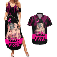 Personalised Girl Power Couples Matching Summer Maxi Dress and Hawaiian Shirt Day Of The Girl Breast Cancer Awareness - Wonder Print Shop