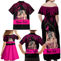 Personalised Girl Power Family Matching Off Shoulder Maxi Dress and Hawaiian Shirt Day Of The Girl Breast Cancer Awareness - Wonder Print Shop