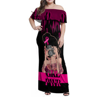Personalised Girl Power Family Matching Off Shoulder Maxi Dress and Hawaiian Shirt Day Of The Girl Breast Cancer Awareness - Wonder Print Shop