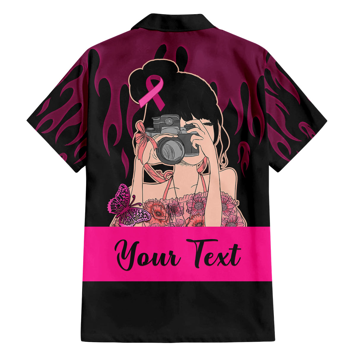 Personalised Girl Power Family Matching Off Shoulder Short Dress and Hawaiian Shirt Day Of The Girl Breast Cancer Awareness - Wonder Print Shop