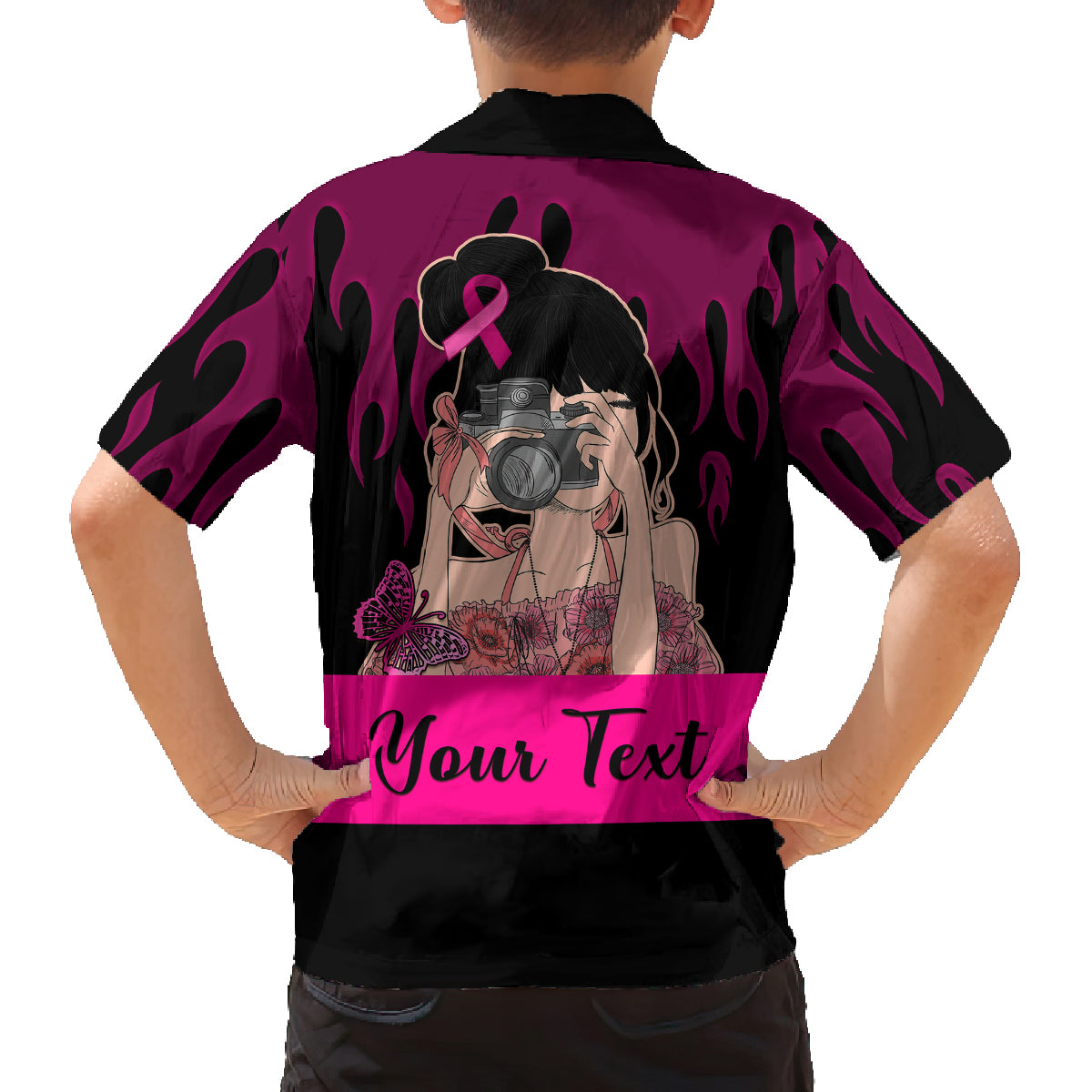 Personalised Girl Power Kid Hawaiian Shirt Day Of The Girl Breast Cancer Awareness - Wonder Print Shop