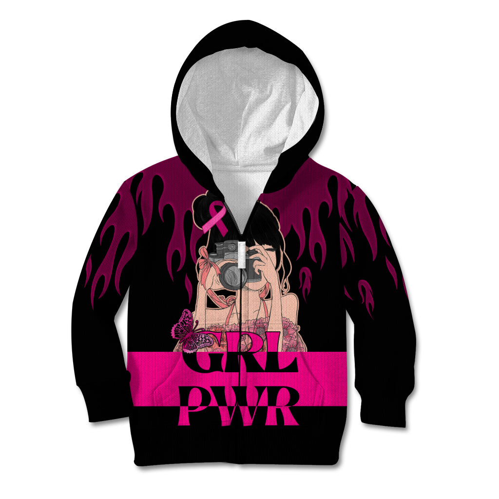 Personalised Girl Power Kid Hoodie Day Of The Girl Breast Cancer Awareness - Wonder Print Shop