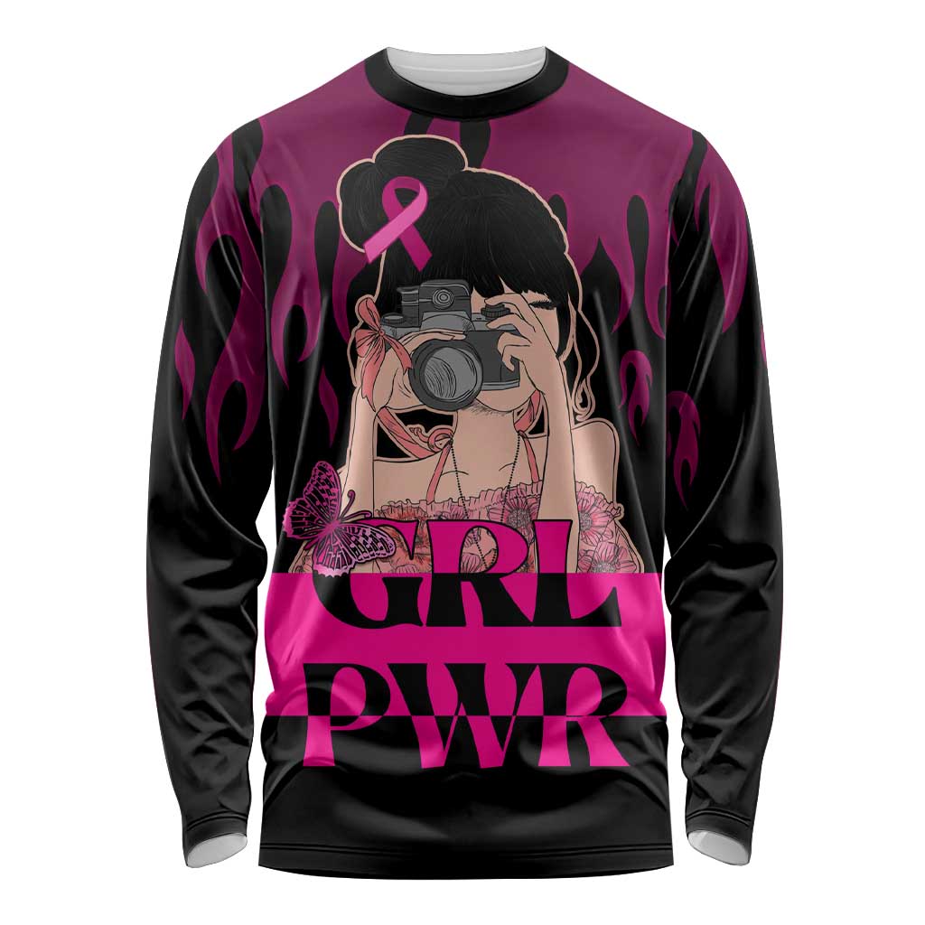 Personalised Girl Power Long Sleeve Shirt Day Of The Girl Breast Cancer Awareness LT01