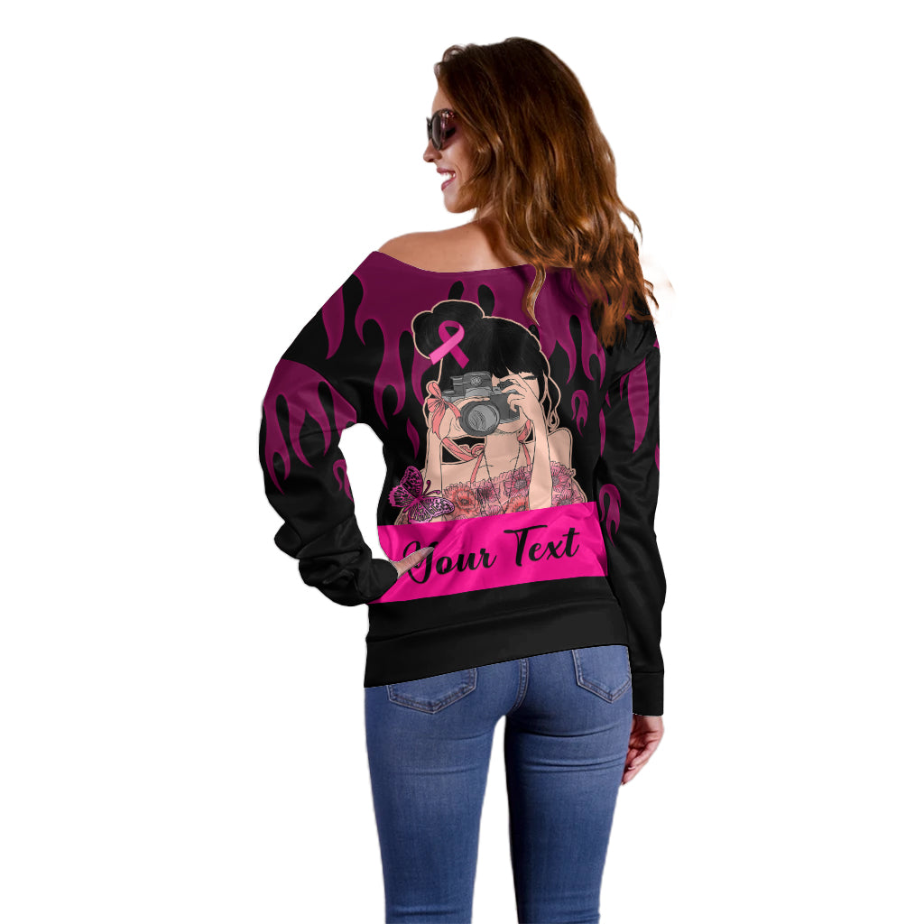 Personalised Girl Power Off Shoulder Sweater Day Of The Girl Breast Cancer Awareness - Wonder Print Shop