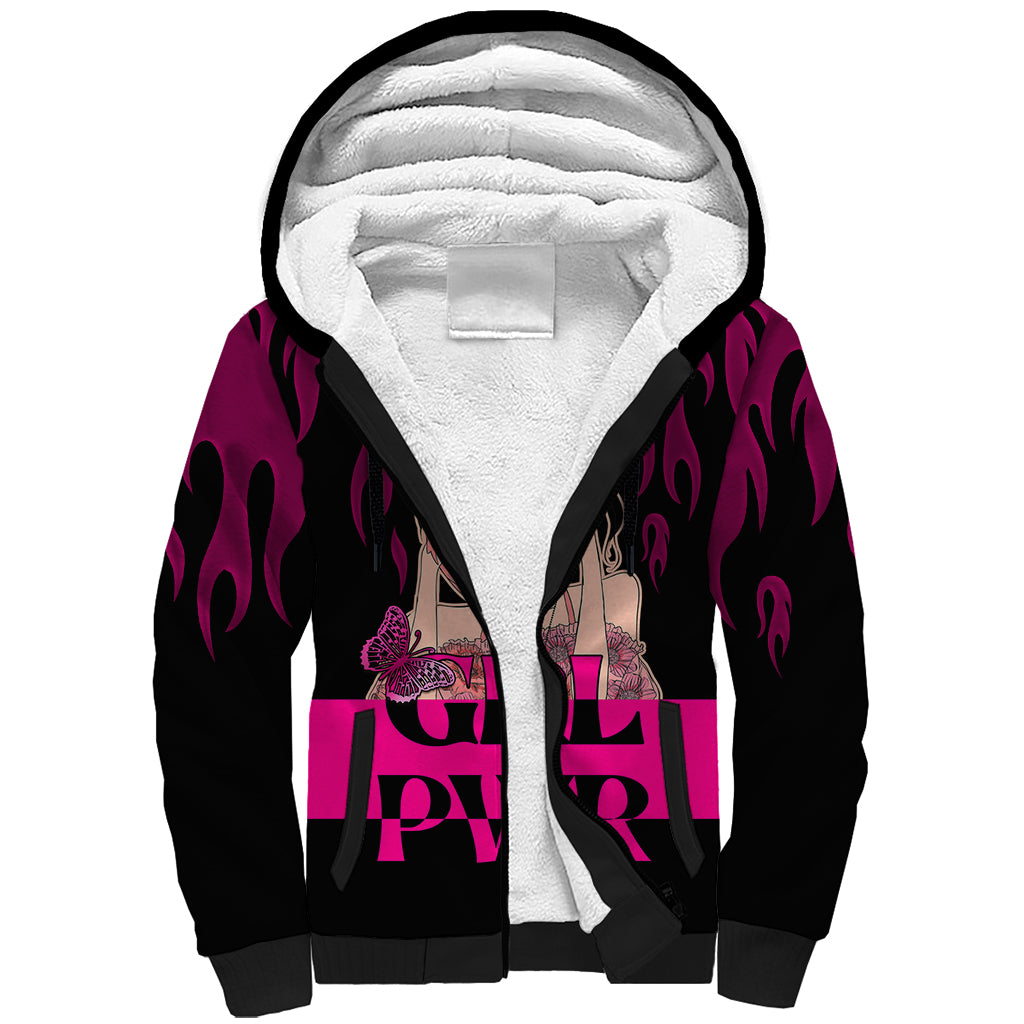 Personalised Girl Power Sherpa Hoodie Day Of The Girl Breast Cancer Awareness - Wonder Print Shop
