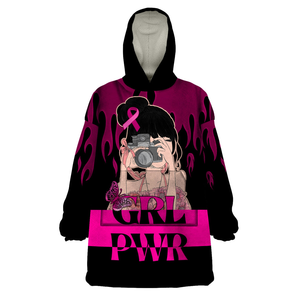 Personalised Girl Power Wearable Blanket Hoodie Day Of The Girl Breast Cancer Awareness - Wonder Print Shop