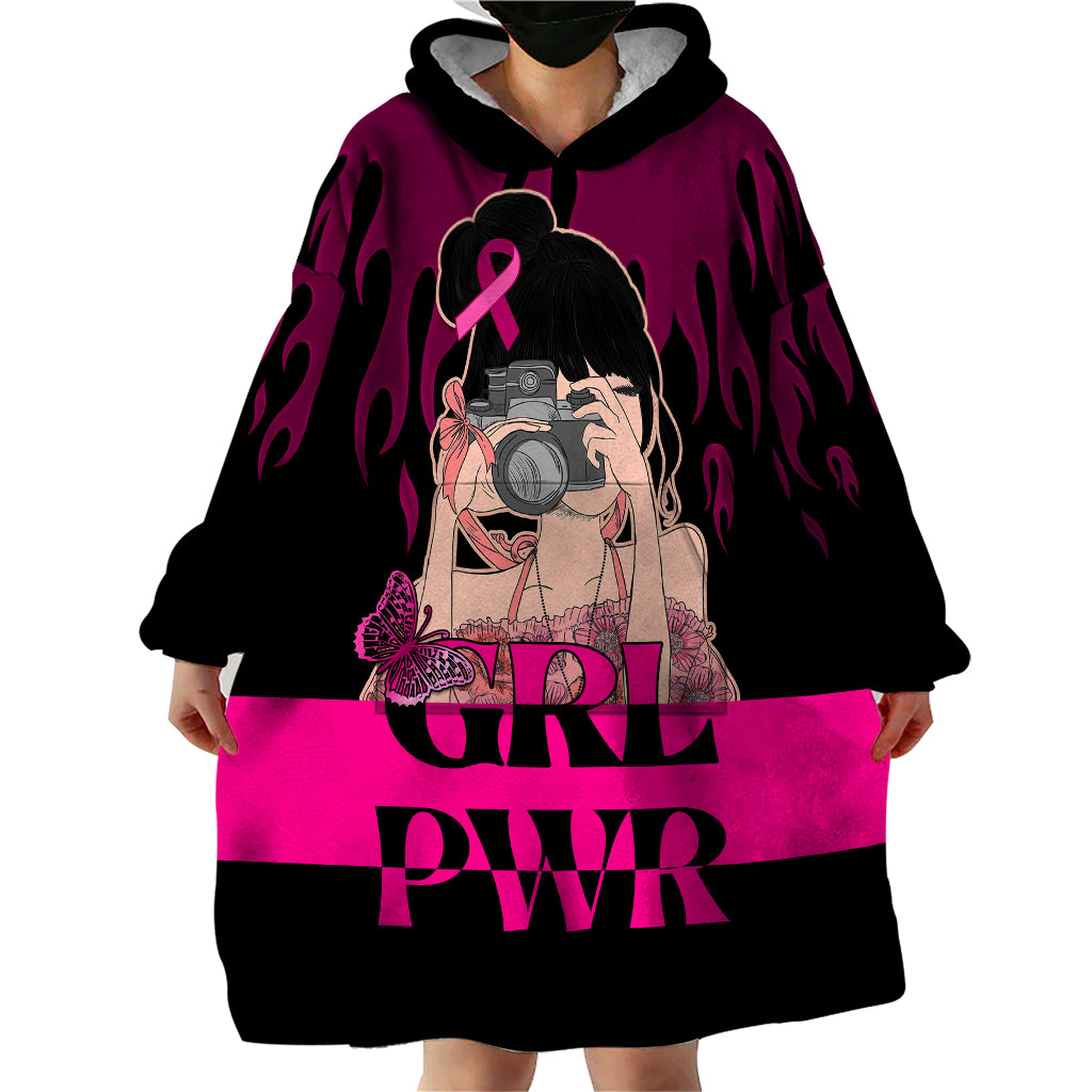 Personalised Girl Power Wearable Blanket Hoodie Day Of The Girl Breast Cancer Awareness - Wonder Print Shop