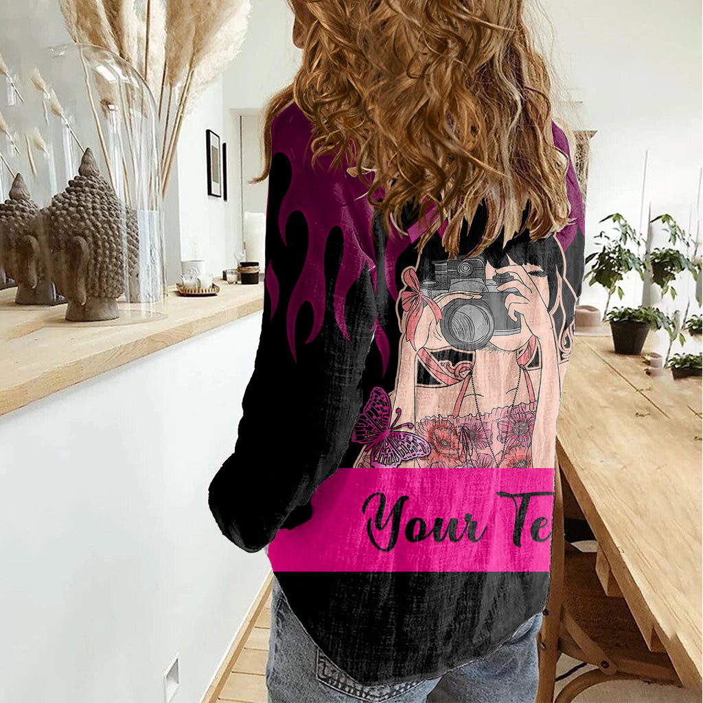 Personalised Girl Power Women Casual Shirt Day Of The Girl Breast Cancer Awareness - Wonder Print Shop