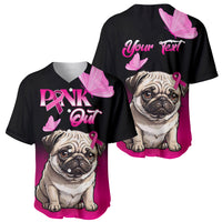 Personalised Pink Out Baseball Jersey Pug Dog Breast Cancer Awareness - Wonder Print Shop