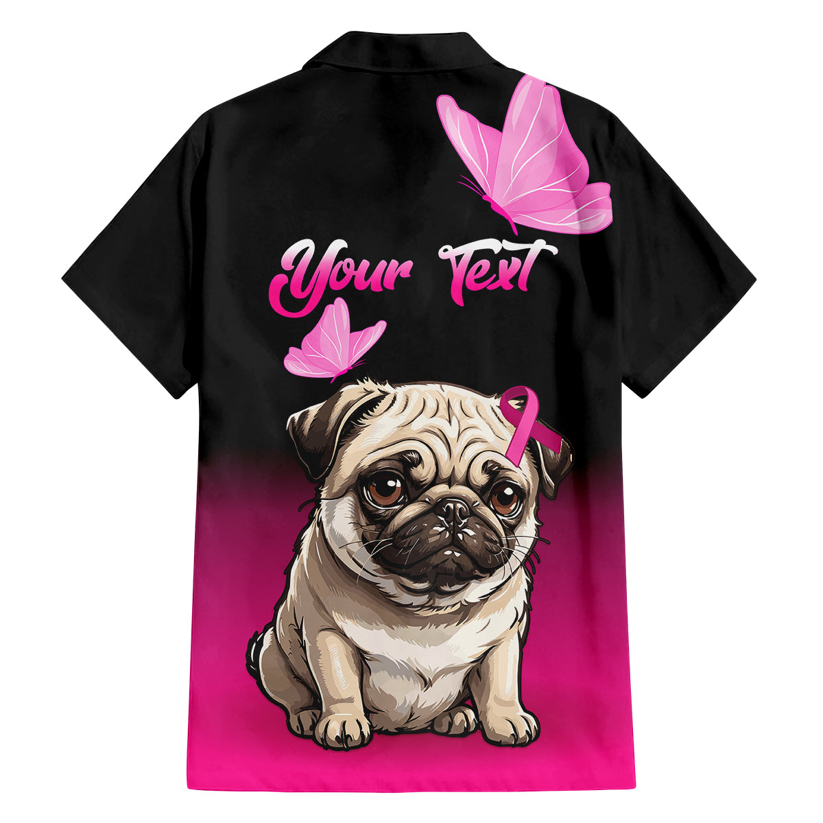 Personalised Pink Out Family Matching Mermaid Dress and Hawaiian Shirt Pug Dog Breast Cancer Awareness - Wonder Print Shop
