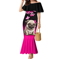 Personalised Pink Out Family Matching Mermaid Dress and Hawaiian Shirt Pug Dog Breast Cancer Awareness - Wonder Print Shop