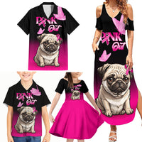 Personalised Pink Out Family Matching Summer Maxi Dress and Hawaiian Shirt Pug Dog Breast Cancer Awareness - Wonder Print Shop