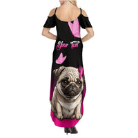 Personalised Pink Out Family Matching Summer Maxi Dress and Hawaiian Shirt Pug Dog Breast Cancer Awareness - Wonder Print Shop