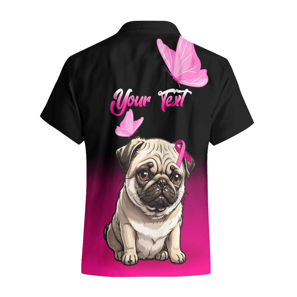 Personalised Pink Out Hawaiian Shirt Pug Dog Breast Cancer Awareness - Wonder Print Shop