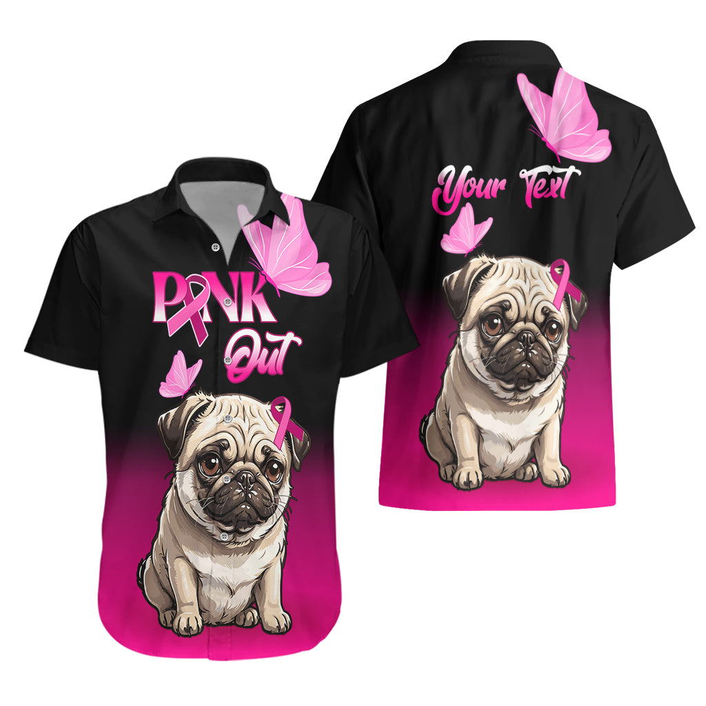 Personalised Pink Out Hawaiian Shirt Pug Dog Breast Cancer Awareness - Wonder Print Shop