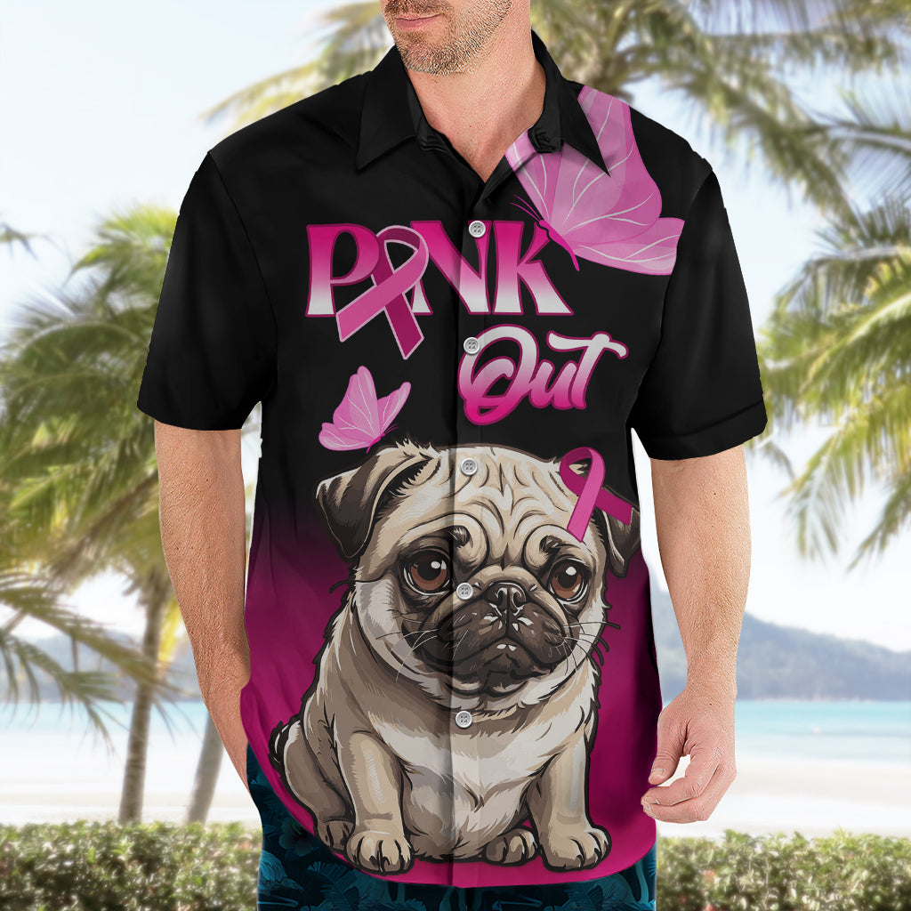 Personalised Pink Out Hawaiian Shirt Pug Dog Breast Cancer Awareness - Wonder Print Shop