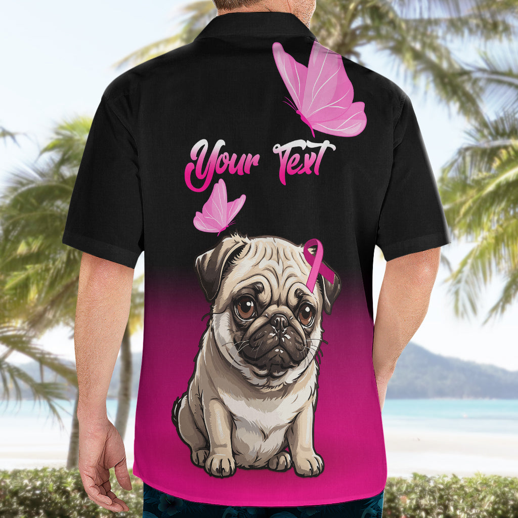 Personalised Pink Out Hawaiian Shirt Pug Dog Breast Cancer Awareness - Wonder Print Shop